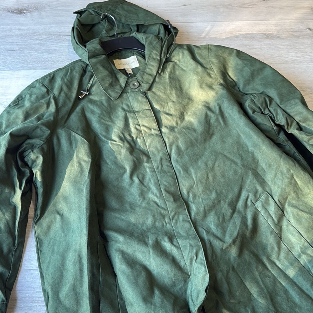 Appleseeds‎ Three-Quarter Microsuede Hooded Balmacaan green size xl NWT in pkg - Picture 3 of 5